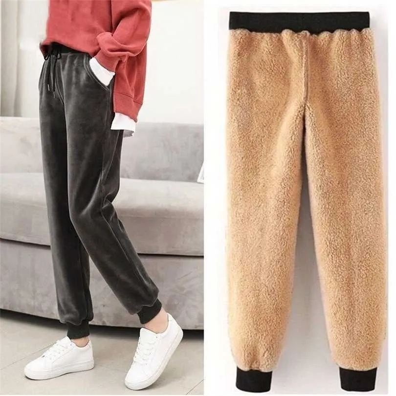 Women's Winter Pants Warm Harem Velvet Wide Leg Cargo Trousers