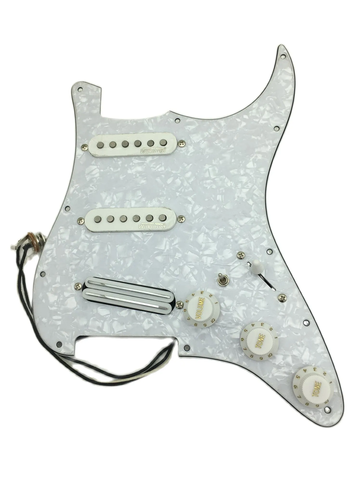 Ön kablolu pickguard sss beyaz wk alnico pikaplar 7 yollu anahtar çok işlevli kablo demeti gitar parçaları