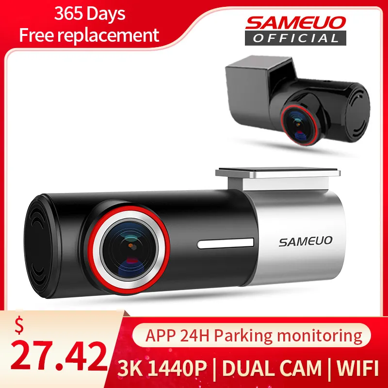 SAMEUO U700 Dash Cam caméra avant et arrière QHD 1944P voiture DVR avec 2 caméras dashcam WiFi enregistreur vidéo 24H moniteur de stationnement