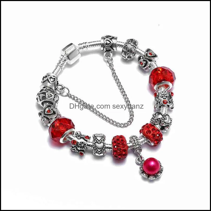 Bracelets bracelet crystal Diamond pearl large hole Bead Pan Feng DIY electroplating alloy
