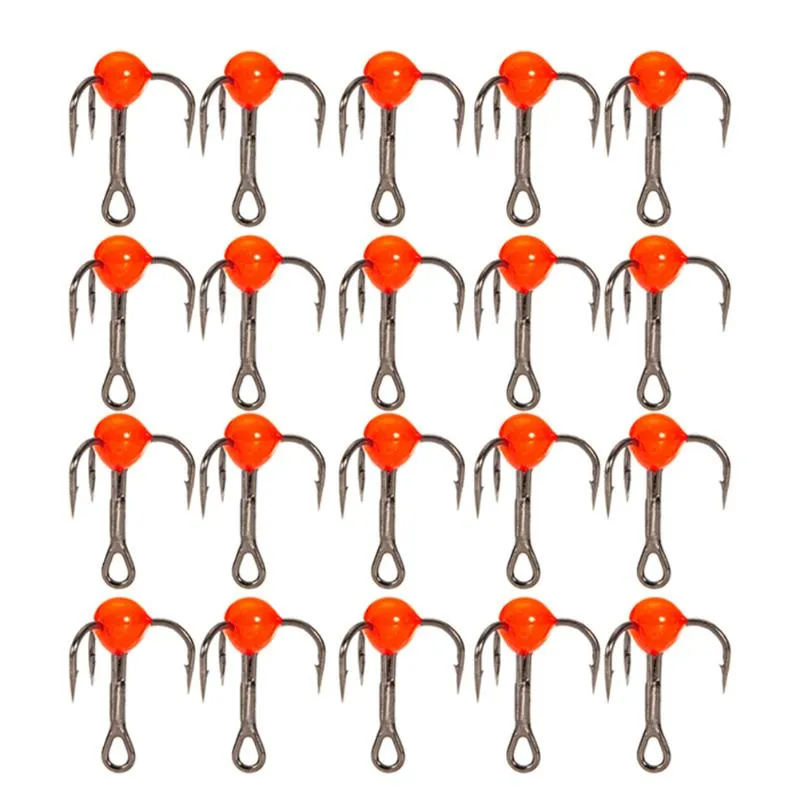 Fiskehakar 10st Treble High Carbon Steel Barbed Winter ICES Fishhooks Fish Tackle Tool