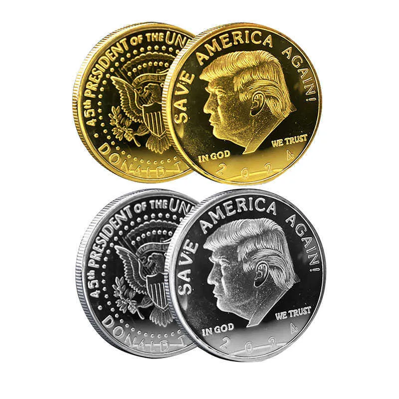 Fashion Art Souvenir Trump 2024 Coin Crafts Saves Nogmaals redt Amerikaanse metalen badge Home Decor Groothandel
