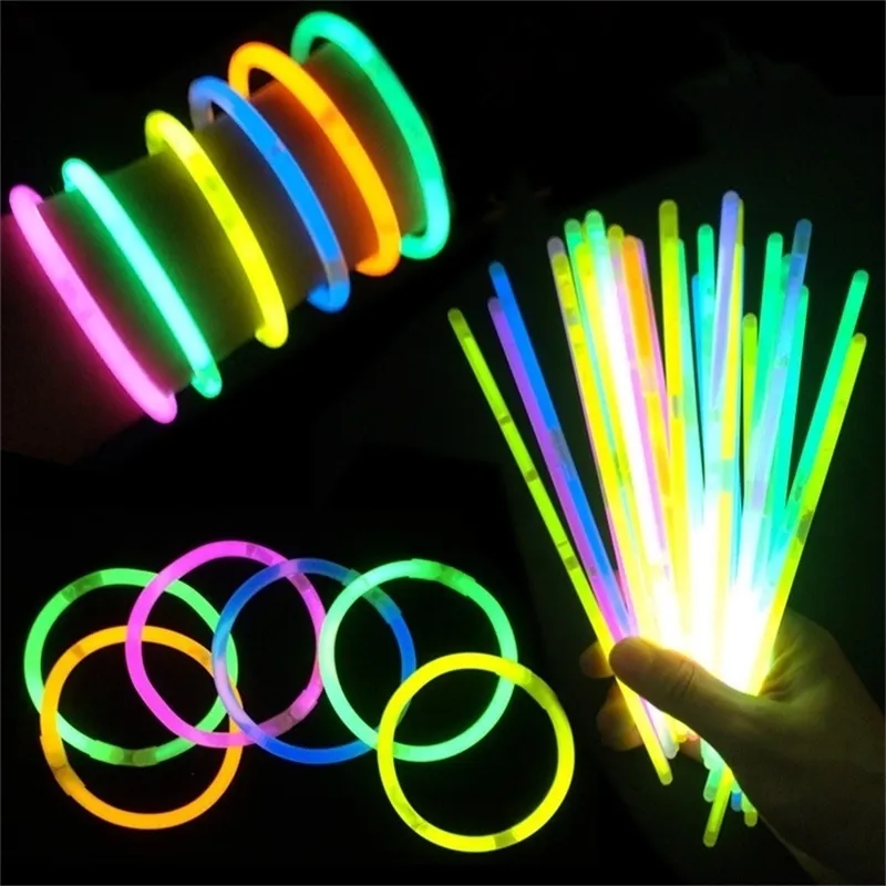 200pcs Mix Color Glow Stick luminous toys led glasses Necklace Bracelets Fluorescent festival Party Supplies Concert Decor Y201015
