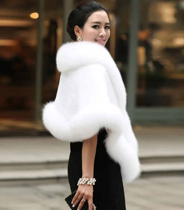 Luxurious Bridal Shoulder Wrap Party Versatile Faux Fur Shawl In Classic White Ebony For Your Wedding Day 165x55cm From Tieshome 34.18 DHgate.Com