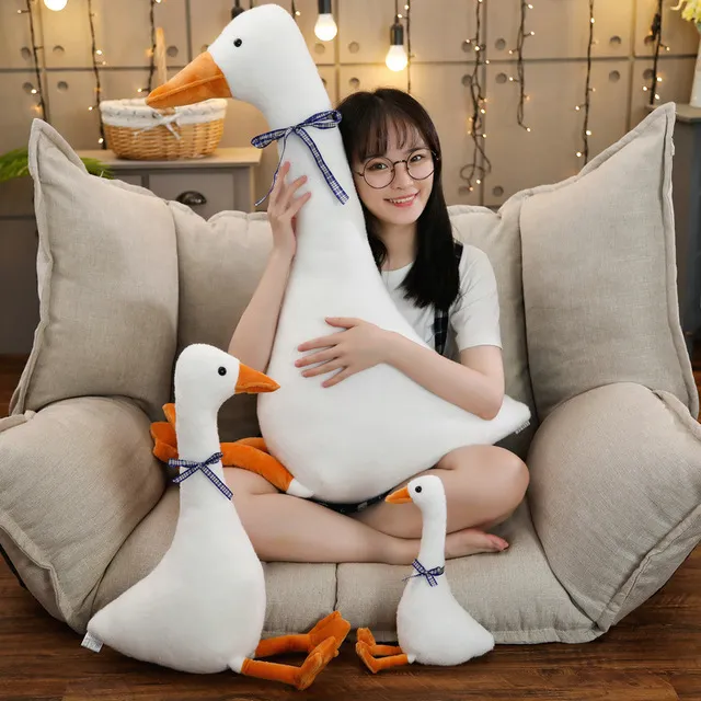 Ins Hot Big White Goose Pillow Plush Toy Cute Sleeping Pillows High Quality Stuffed Doll Funny Sweet Gift for Friends Kids