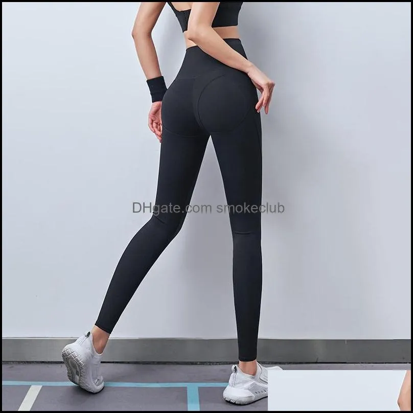 Peach hip fitness pants women`s stretch tight high waist peach hip pants net infrared wear running thin spring