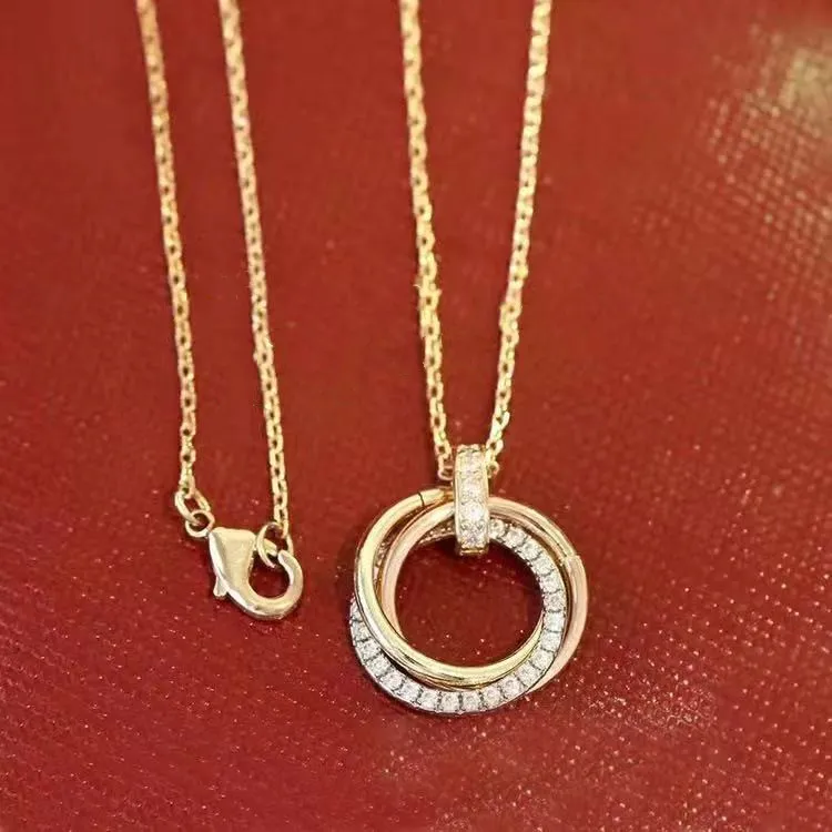 Gold Chain Diamond Pendant Women Necklace Tricyclic Luxury Designer Jewelry High Version Stainless Steel electroplating Wedding bride party Gift Necklaces