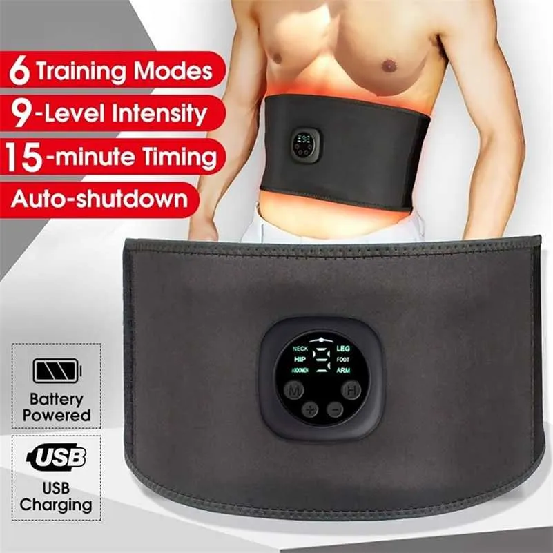 EMS Wireless Muscle Stimulator Trainer Smart Fitness Allenamento addominale Cintura elettrica per la perdita di peso Cintura dimagrante per il corpo Unisex 220111