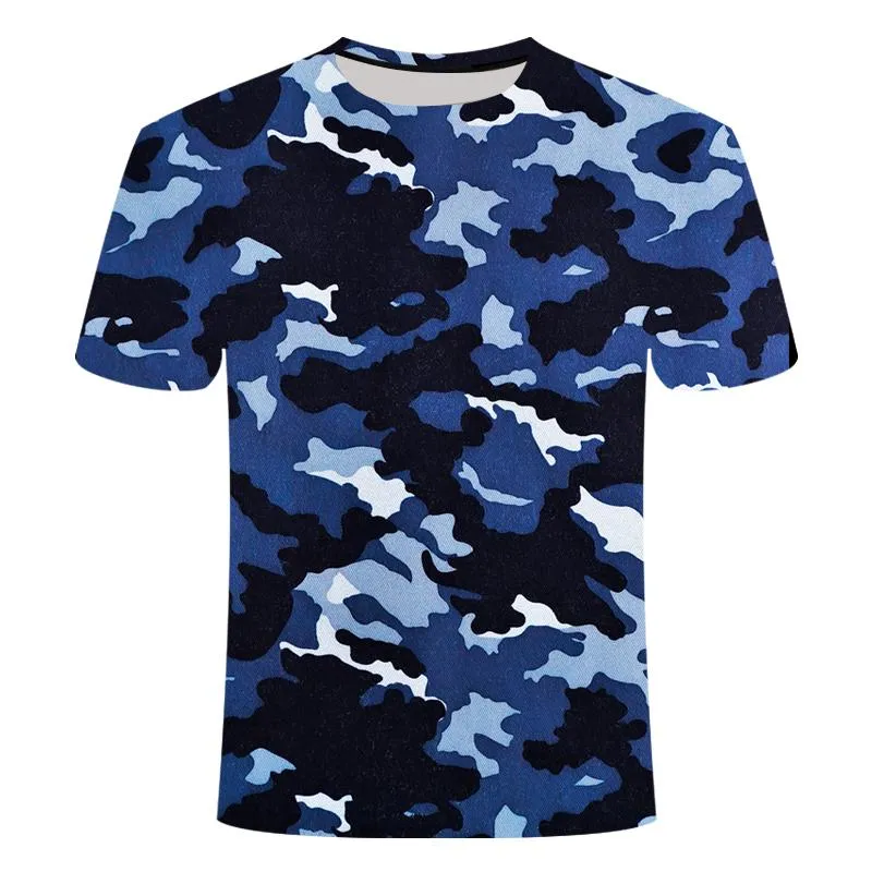 Mens T Shirts Blue Gray Red Camouflage Clothing 3d Printed Tshirt