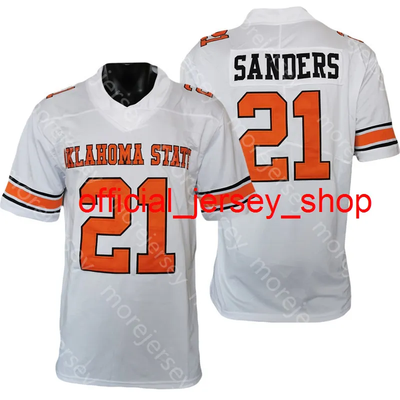 NCAA College Oklahoma State Osu Football Jersey Sanders Orange White Size S-3XL All Gestikt borduurwerk