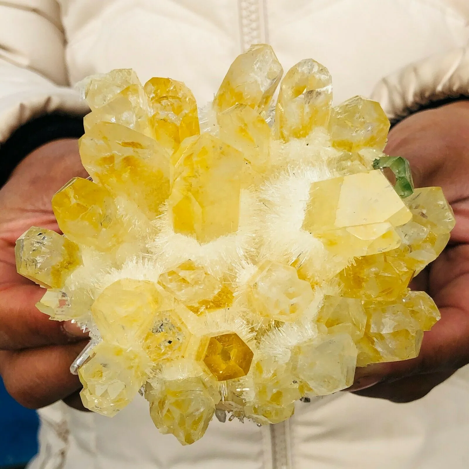 Pierre,Rare amas de cristaux de quartz fantôme jaune, nouveau