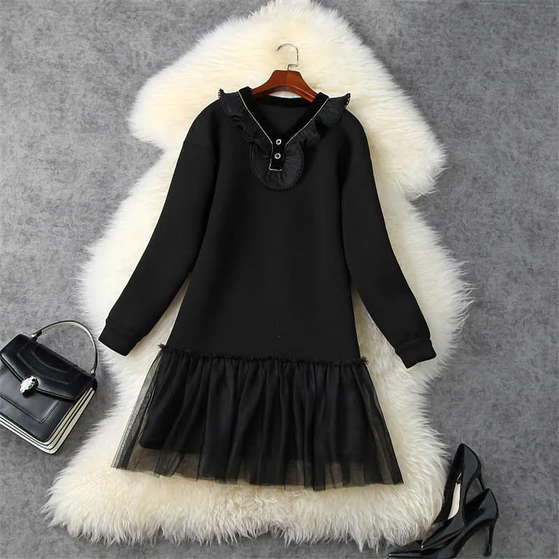 Vestidos casuales elegante otoño invierno manga larga espacio algodón con capucha de algodón vestido festa mujeres ropa diseñadores sueltos túnicas femme negro vestidura