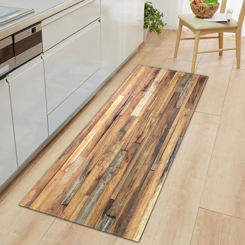 40 x 120 cm Grain de bois Porte de salle de bain Anti-dérapant Tapis de bain Tapis de sol Salon Tapis de sol Tapis de cuisine moderne Décoration de la maison 210301