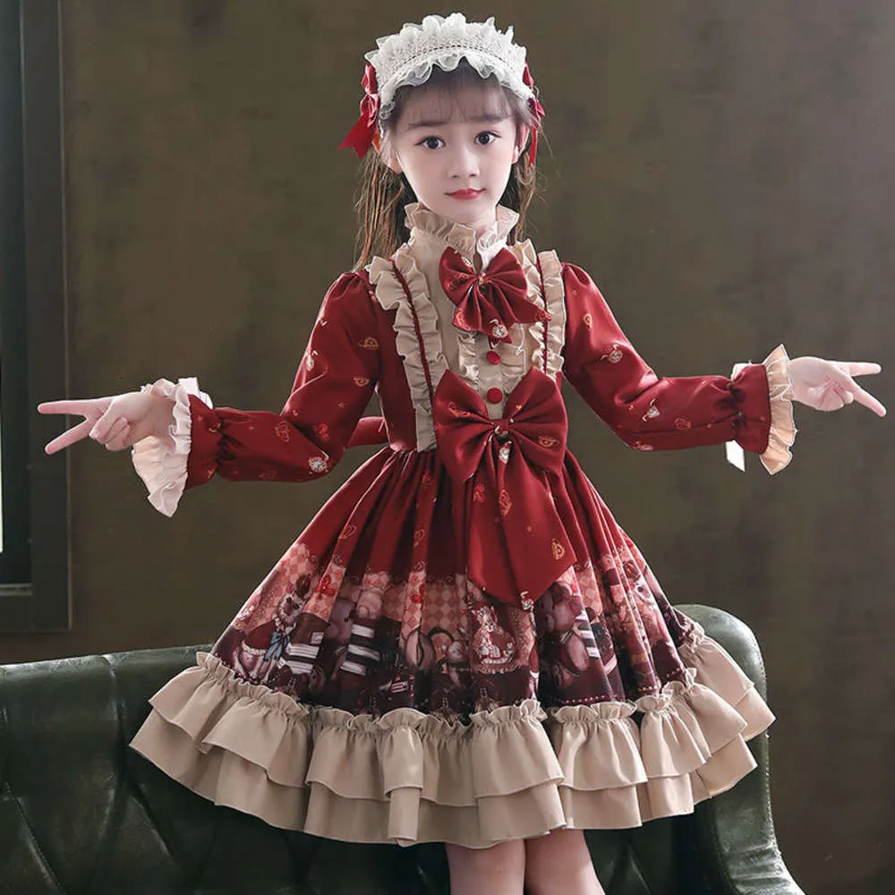 Falda de princesa Lolita para niña, otoño e invierno, vestido infantil de estilo extranjero, peluche pequeño