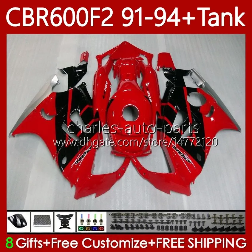 Carenature + serbatoio per HONDA CBR 600 600F2 CBR600 F2 Rosso nero caldo FS CC 1991 1992 1993 1994 Corpo 63No.130 CBR600F2 600CC 600FS 91-94 CBR600-F2 CBR600FS 91 92 93 94 Kit carrozzeria