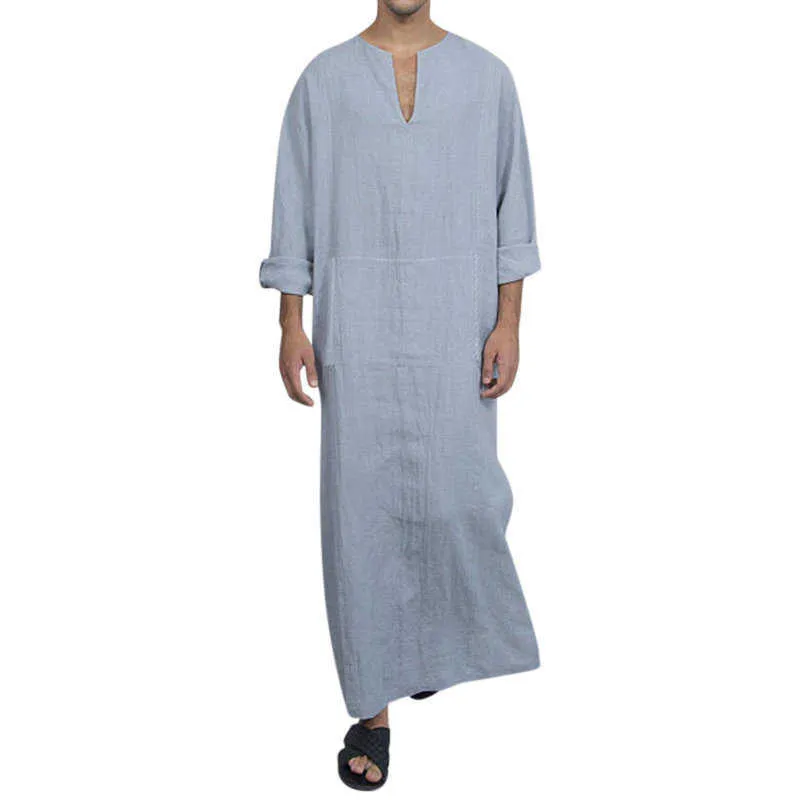 Islamique Arabe Kaftan Hommes Jubba Thobe Coton Solide À Manches Longues Robes À Capuchon Dubaï Moyen-Orient Hommes Vêtements Musulmans Abaya Homme 210527