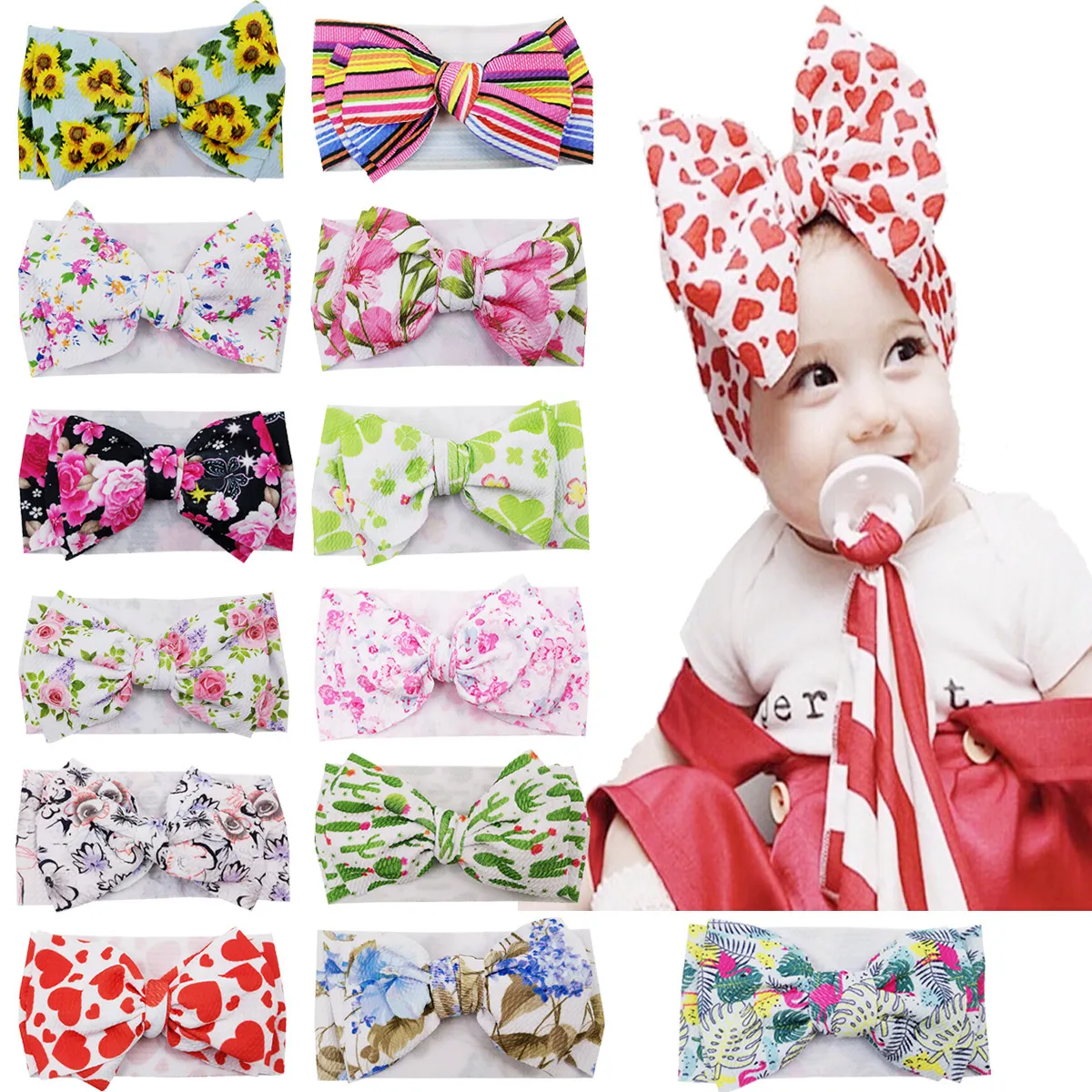 Nouveau bandeau de cheveux papillon imprimé pour enfants bandeau de bébé bohème bricolage accessoires de cheveux de bébé GC58