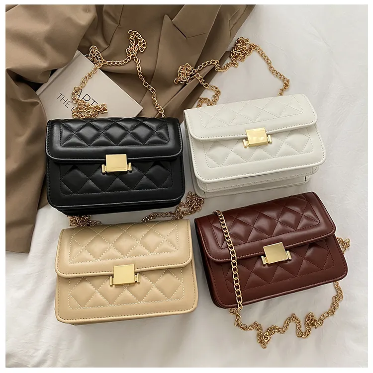 2021 New Ladies Small Square Bag Fashion Trend Shoulder Solid Color Chain Messenger Mobile Phone Clutch Wallet