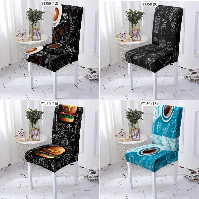 Chair Covers Coffee Fruit Pattern Kitchen Stool Dinning Cover Furniture Living Room Computer Armchair