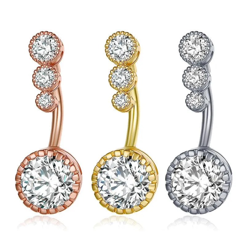 Crystal Flower Dangle Piercing Belly Button Ring Flower Shape