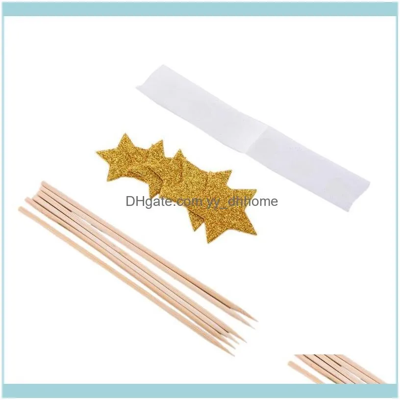 Star-shaped DIY Cake Dessert Cake Decoration For Wedding Birthday Party Bamboo Stick With EVA Glitter Sponge1