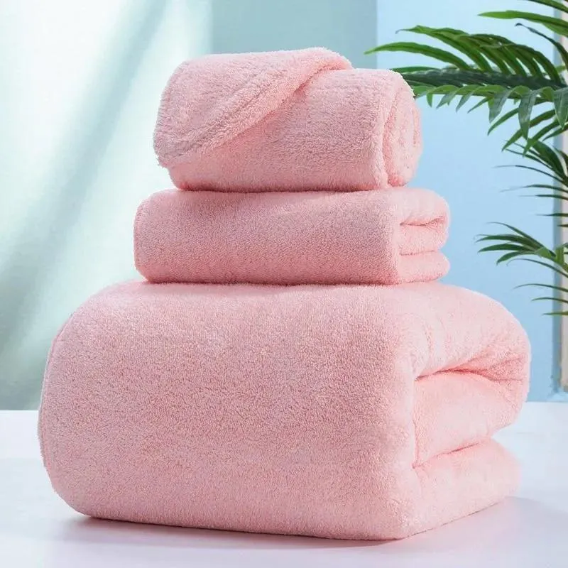 Serviette adulte absorbant bain bonnet de douche ensemble de trois pièces épais et doux pas facile à perdre les cheveux sèche-linge domestique