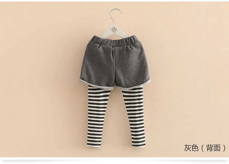  Spring Autumn Korea 2-10 Year Children Full Length Capri Pocket Pants Baby Culottes Lace Skirt Kids Girls Striped Leggings (10)