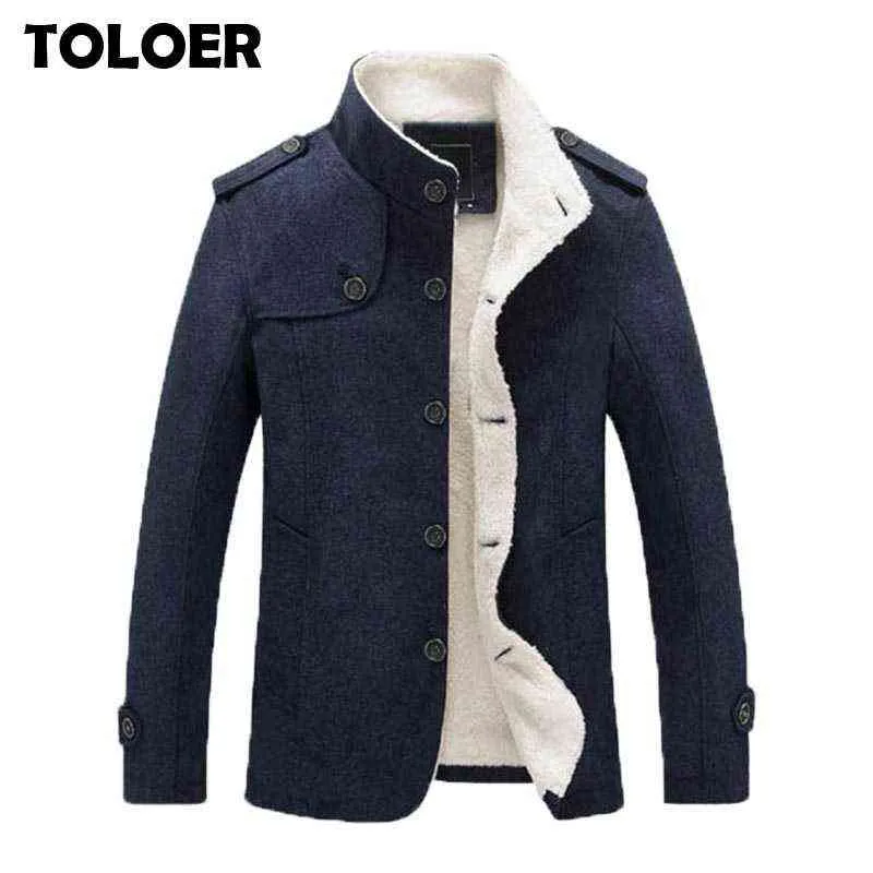 Winter Men's Coat Fleece Lined Thick Warm Parkas Mens Teddy Woolen Coats Autumn Overcoat Male Wool Blend Jackets Brand Clothing Y1109