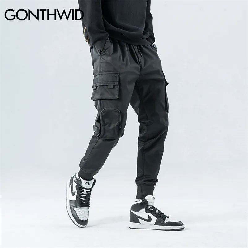 GONTHWID Side Zipper Pockets Cargo Harem Joggers Pants Men Hip Hop Casual Harajuku Streetwear Sweatpant Trousers Male Pants 210723