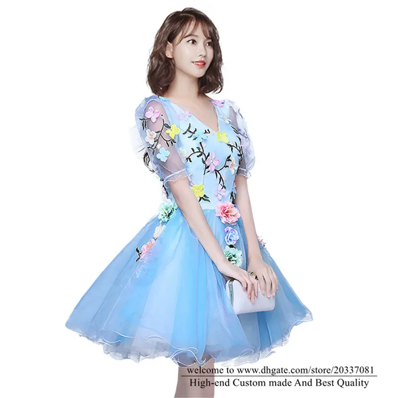 lily chee graduation dress Sarah Blue Eyelet Strapless Mini Dress - Size M - Flirty A-Line with Ruffle Hem - Lightweight Cotton main image 0