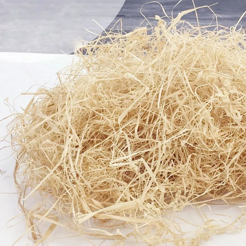 100g / 200g Natural Uncolored Raffia Jute Presente / Casamento Doces Embalagem De Material Caixa De Material Filler Fontes Shredded Crinkle Papel Y0228