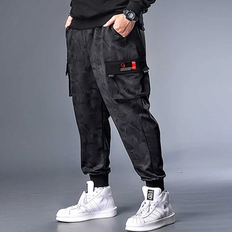 Pantalon décontracté pour hommes, jogging, grande taille, XL-7XL, gris, camouflage, noir, poche, décontracté, ample, long, X0621