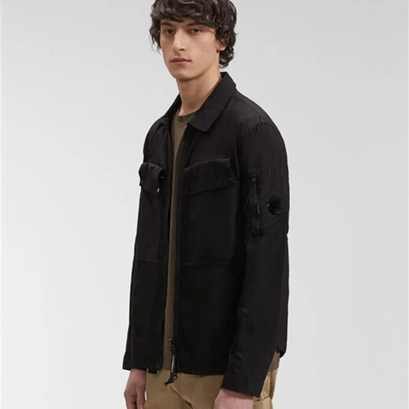 Giacca da uomo CP a 2 colori, giacca da esterno a maniche lunghe con cerniera e cerniera