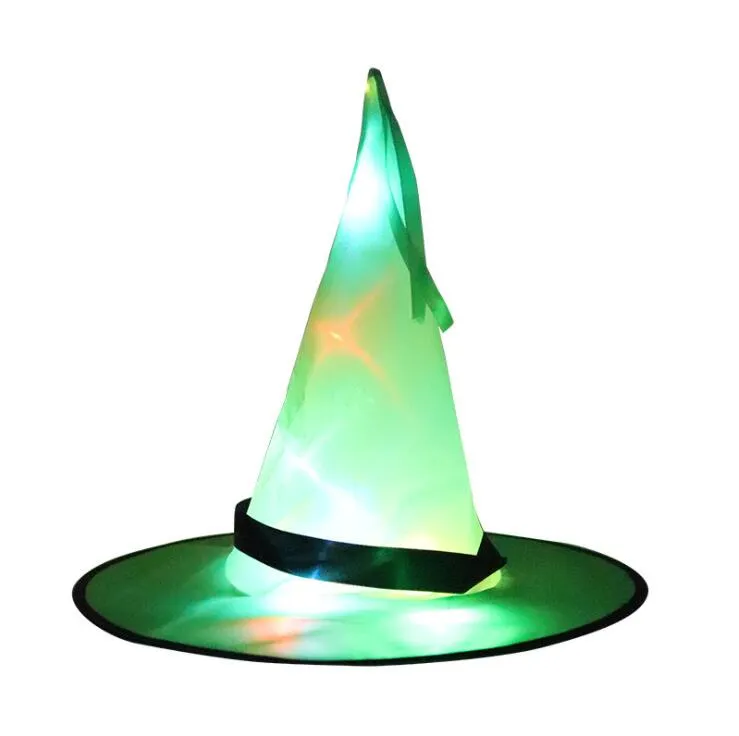 Halloween hats Halloweens decoration props LED string lights glowing witch hat scene layout party supplies magician sorceress chapeau wizard cap