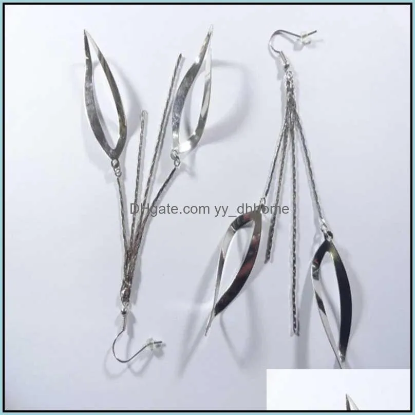 Women`s Earrings Dangle Tassel Long 2 Chain Hangers Peach-shaped Slices Ear Hook Earring