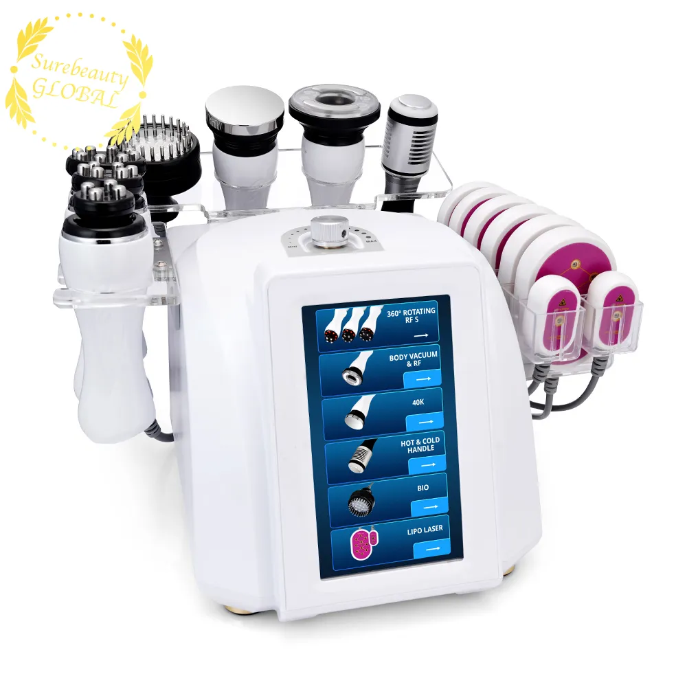 9 In 1 360 ° Automatische 3D Roterende RF Spa Vacuüm 40k Unoisetion Cavitatie Ultrasone Photon Micro Huidige LED Laser Body Slimming Face Lifti