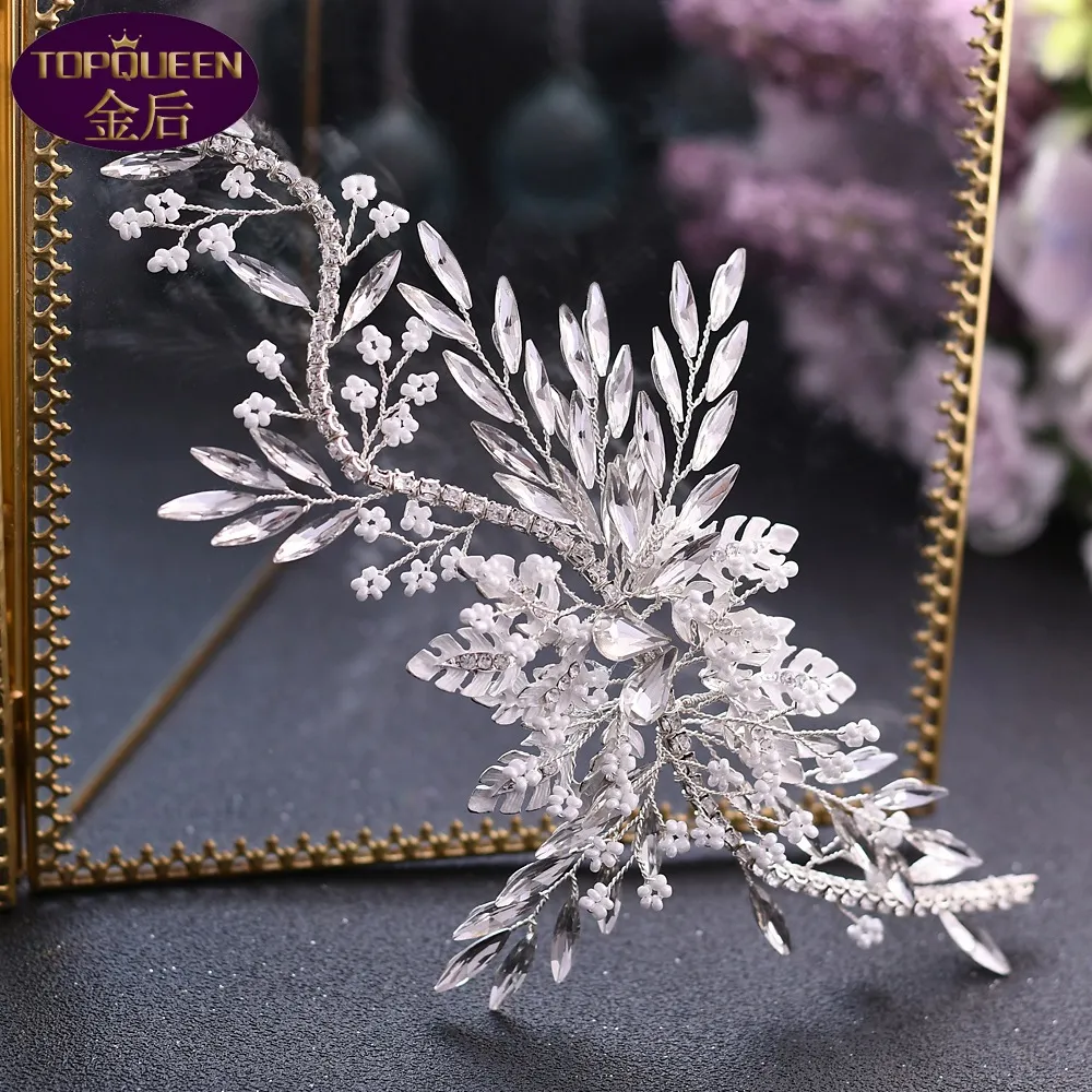 Küçük Çiçek Yan Klipi Headdress Diamond Tiara Barok Güzel Başlık Gelin Bayan Mücevher Taçları Gelin Düğün Taç Acces241E