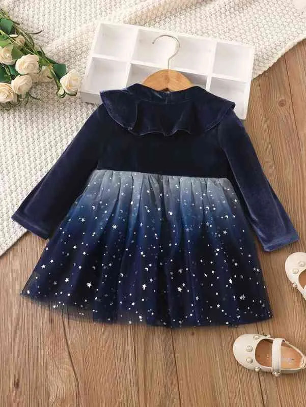 blue velvet star dress Smak Parlour 1970s Blue Velvet Silver Stars Cutout Maxi Dress main image 0