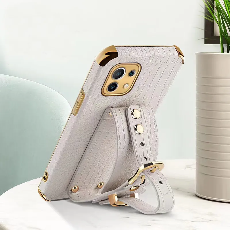 Luxury Leather Crocodile Texture Wallet Case With Wristband_voghion.com