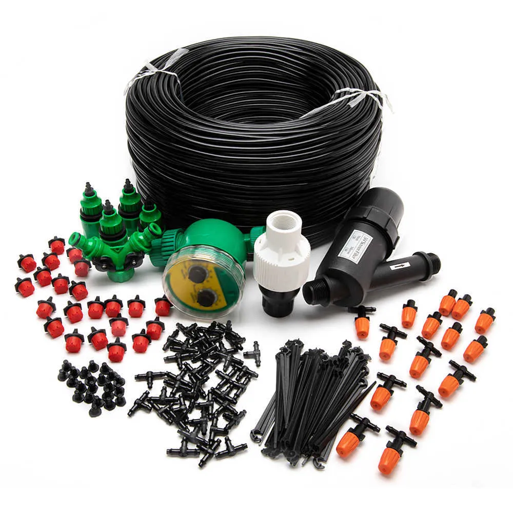 Micro système d'irrigation goutte à goutte système d'arrosage de jardin 40M bricolage Kit professionnel minuterie filtre régulateur de pression goutteurs réglables 210610