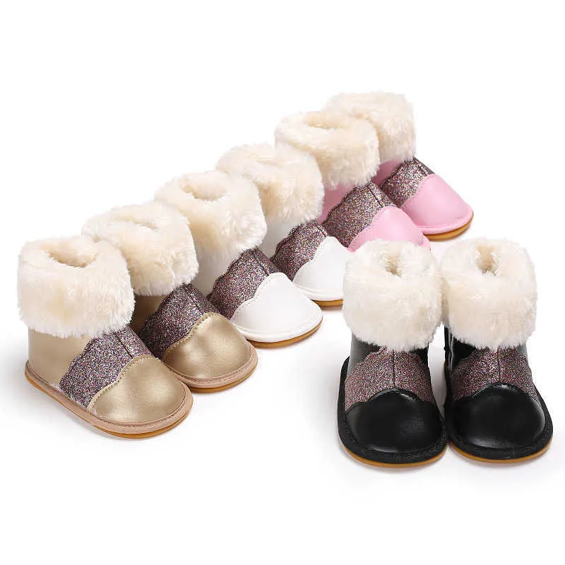 Новая зима супер теплые новорожденные девочки первые ходунки обувь младенческая малыш мягкий резиновый азот антискольбочный ботинок 0-18 м G1023