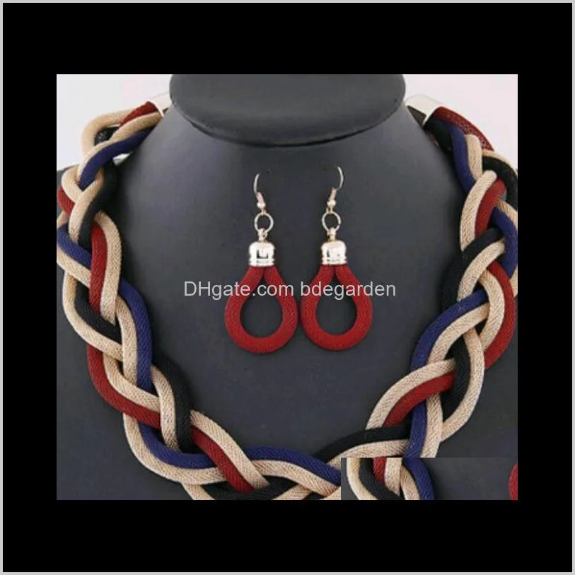 Collana Desigenr Bohimian Parure di gioielli Corda tessitura Orecchini fatti a mano Collane per le donne Moda di consegna a goccia 2021 Uvimt