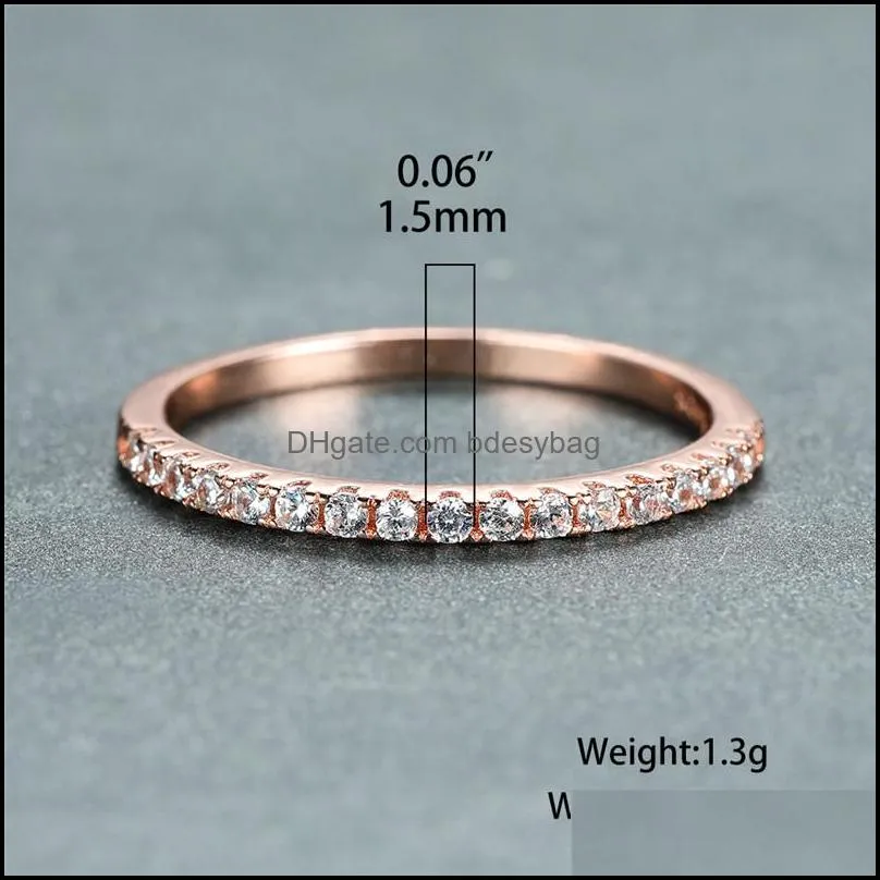 Cluster Rings Mini Round Lab Diamond Thin For Women 925 Sterling Silver Rose Gold Stackable Ring Female Wedding Jewelry Engagement