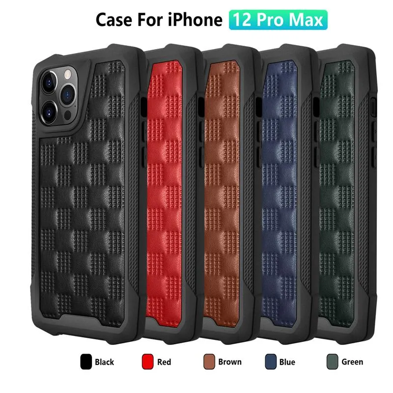 Custodie antiurto militari resistenti 3D PU Pelle antiscivolo Impugnatura Armatura Custodia robusta per iPhone 11 Pro XR XS Max X 8 Samsung S20 FE S21 Ultra A21S A11