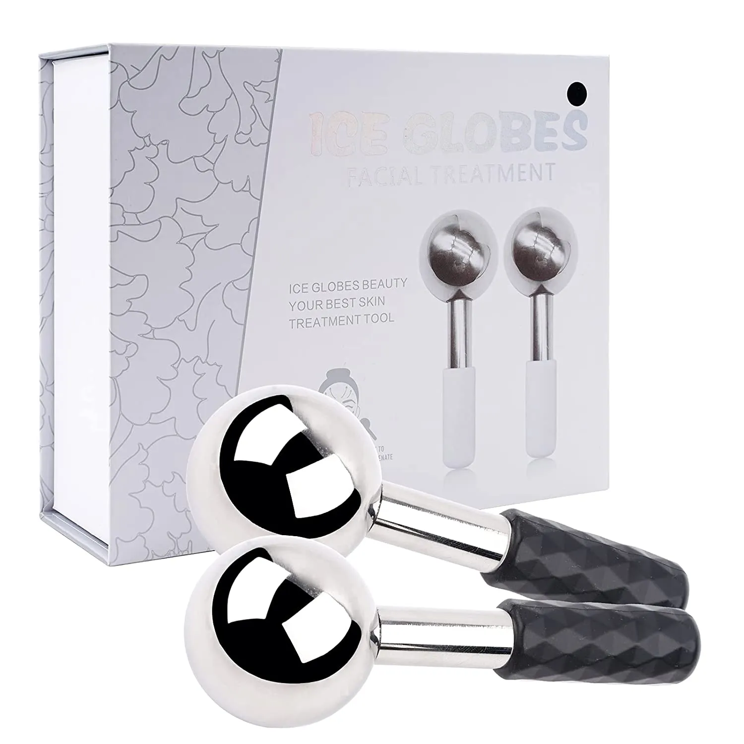 2pc Zestaw chłodzenia lodu globes masaż twarzy Unbreakable ze stali nierdzewnej Cryo Kryo Massager for Eye Twarz Podnoszenie