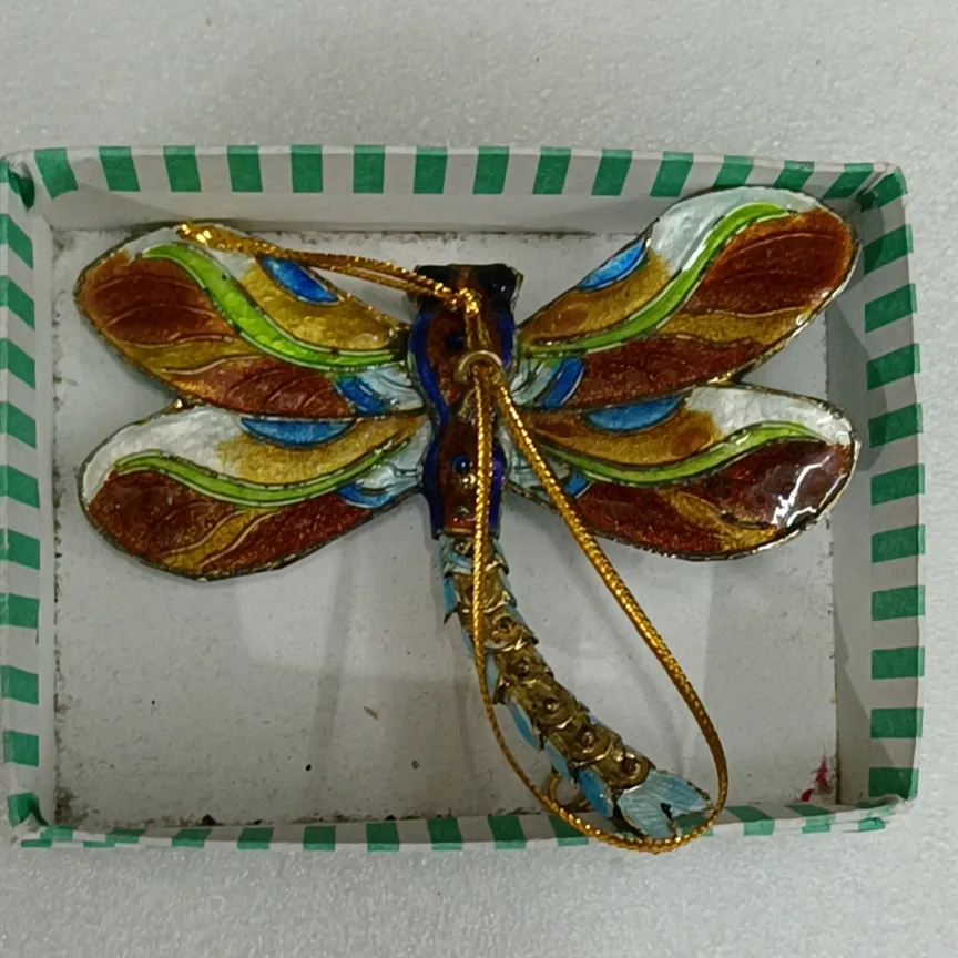 Красочные Cloisonne Enamel Dragonfly Украшения Китая Насекомые Украшения Модель Домашний Офис Декор Висит Аксессуары Подарки с коробкой