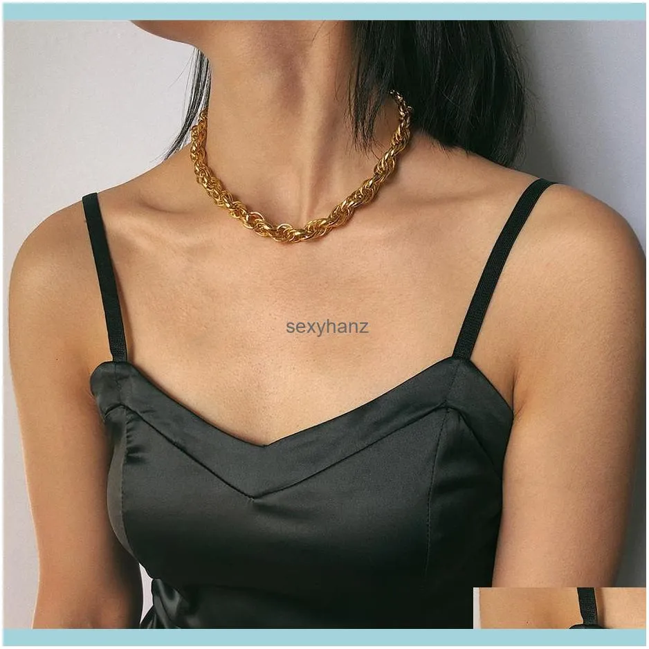 Gothic Punk Aluminum Chain Choker Necklace Collares Statement 2021 Hip Hop Steampunk Cuban Big Chunky Necklace for Women Jewelry