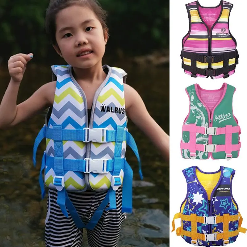 Life Vest & Buoy Kids Swim Jacket - Boys Girls Toddler Youth Floation Swimsuit Buoyancy Neoprene Swimwear For 20-60KG