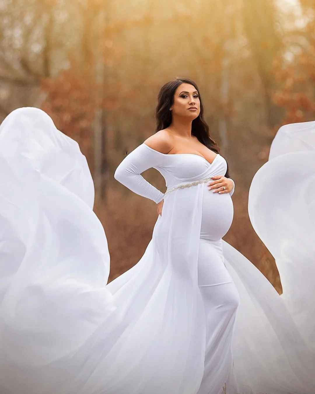 manweisi Plus Size Maternity Bridal Sleepwear Dress for Photoshoots Plus Size Maternity Nightgown: White Pregnancy Photo Dress Ladies Sleepwear  Lingerie Robe For Baby Shower, Photoshoot From Manweisi, $78.2 | DHgate.Com
