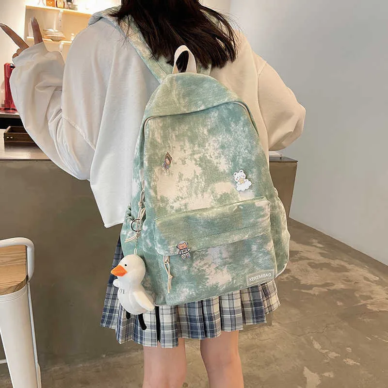 Korean Style Gradient Backpack For College Students Retro Style School